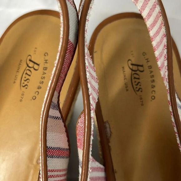 G.H. BASS & CO Kim Stripe Wedge Espadrille  Slingback Linen Coastal Beachy 9 - Picture 12 of 16